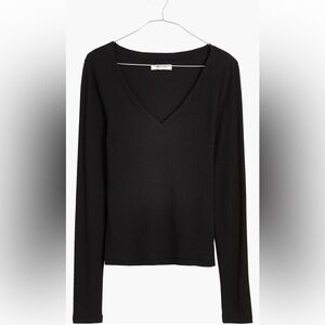 Madewell Long Sleeve V-Neck Rib Top